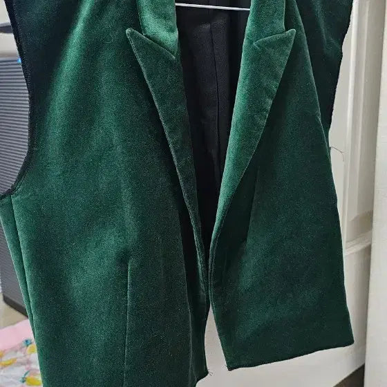 [BUNJANG] Velvet Green Short Jacket Vest / 벨벳 그린 숏 자켓 베스트