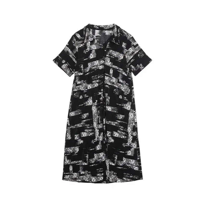 [BUNJANG] Roseang Pleated Short Sleeve Shirt Dress BK / 여성66 / 로즈앙 플리츠 반팔 셔츠원피스BK 12-10