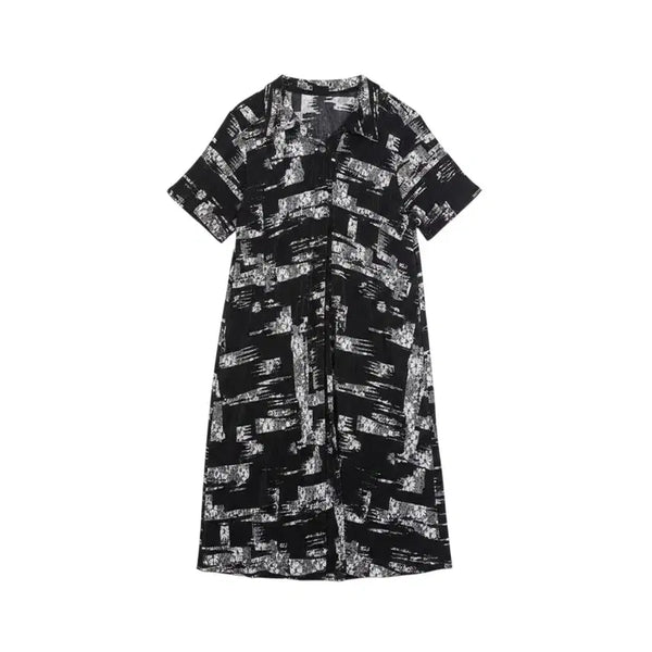[BUNJANG] Roseang Pleated Short Sleeve Shirt Dress BK / 여성66 / 로즈앙 플리츠 반팔 셔츠원피스BK 12-10