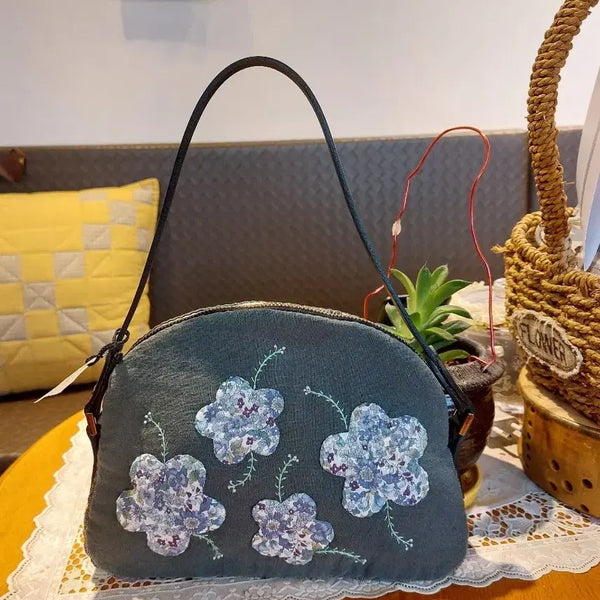 [BUNJANG] Quilted Floral Detail Tote Shoulder Bag / 킐트토드앤숄더백