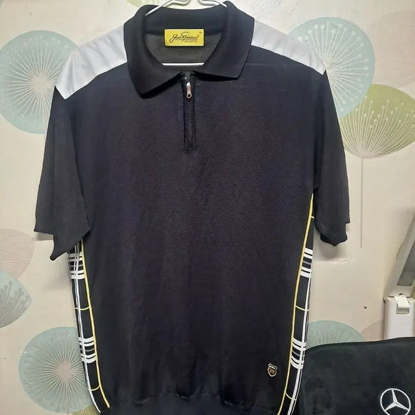 [BUNJANG] Jack Nicklaus Men's Half-Zip Polo Short Sleeve T-Shirt Black Size 100 / 잭니클라우스 반집업 폴로 반팔 티셔츠