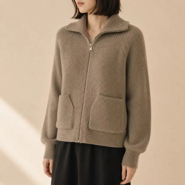 [BUNJANG] BEAKER 22FW Outpocket Collar Neck Knit Zip-up Cardigan / BEAKER 비이커 22FW 아웃포켓 칼라넥 니트 집업 카디건 ~55