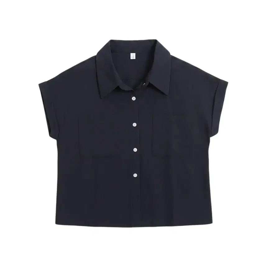 [BUNJANG] Women's Black Label Fit-Perfect Short Sleeve Pocket Shirt / 여성F/ 블랙라벨 핏예쁜 반팔 포켓 셔츠NV 36-176