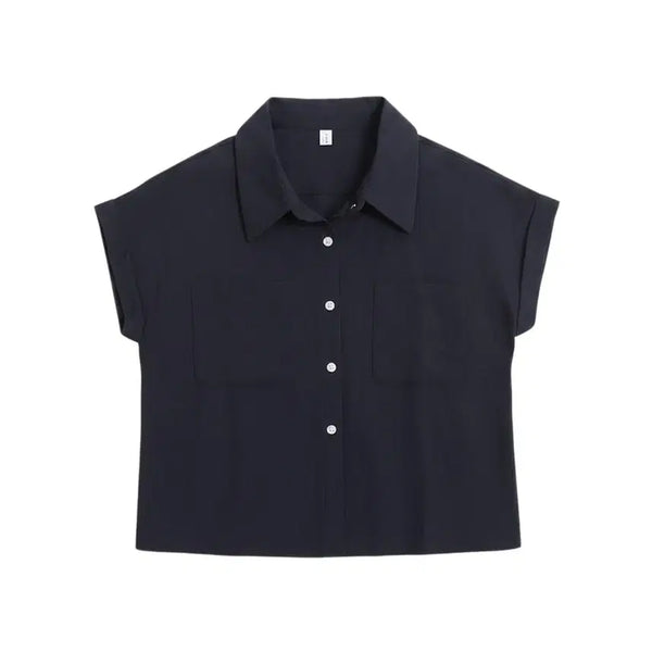 [BUNJANG] Women's Black Label Fit-Perfect Short Sleeve Pocket Shirt / 여성F/ 블랙라벨 핏예쁜 반팔 포켓 셔츠NV 36-176