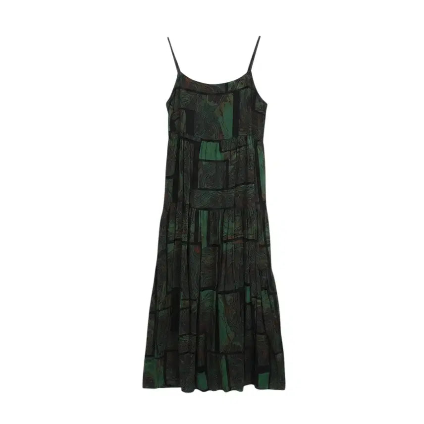 [BUNJANG] Simple Square Pattern Sleeveless Dress - Women's Size S / 여성S / 심플리 끈나시 스퀘어패턴 원피스GN 12-17