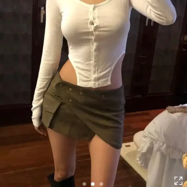 [BUNJANG] Softie Suede Cargo Mini Skirt / 소프티 softie 스웨이드 카고 미니 스커트