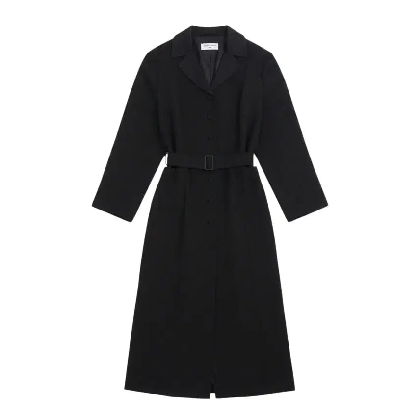 [BUNJANG] Maria Cuccurulli Simple Black Belted Trench Coat / 여성77 / 마리아꾸르끼 심플 블랙 벨티드 트렌치코트BK 12-22