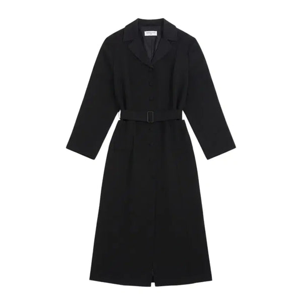 [BUNJANG] Maria Cuccurulli Simple Black Belted Trench Coat / 여성77 / 마리아꾸르끼 심플 블랙 벨티드 트렌치코트BK 12-22