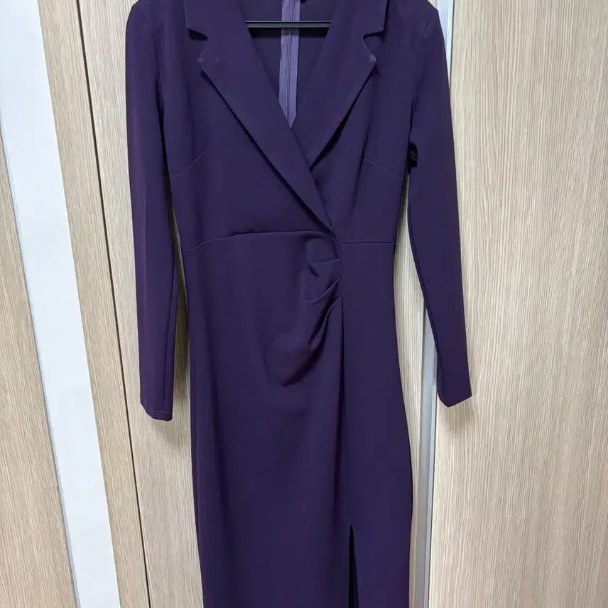 [BUNJANG] Purple V-Neck Long Sleeve Dress / 퍼플 브이넥 롱 슬리브 원피스