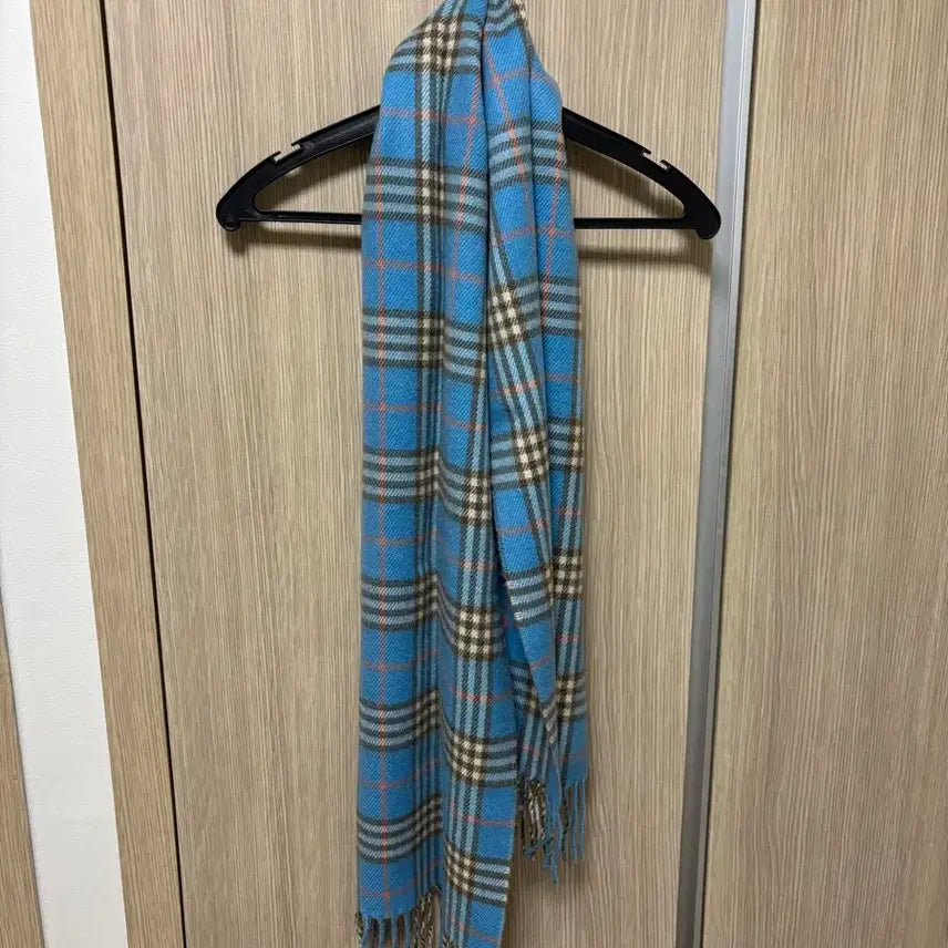 [BUNJANG] Checkered Scarf Blue / 체크무늬 머플러 스카프 하늘색