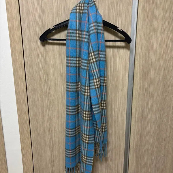 [BUNJANG] Checkered Scarf Blue / 체크무늬 머플러 스카프 하늘색