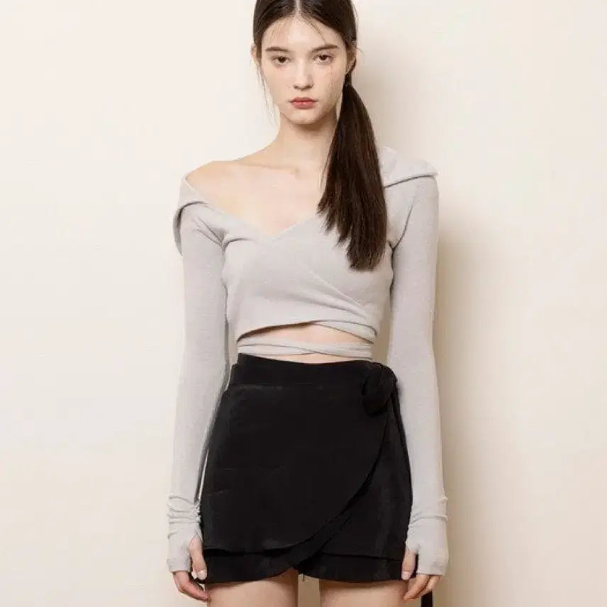 [BUNJANG] Not Your Roses Jenny Wrap T-Shirt Grey / 새제품) 낫유어로즈 제니랩 Jenny wrap tshirt 그레이