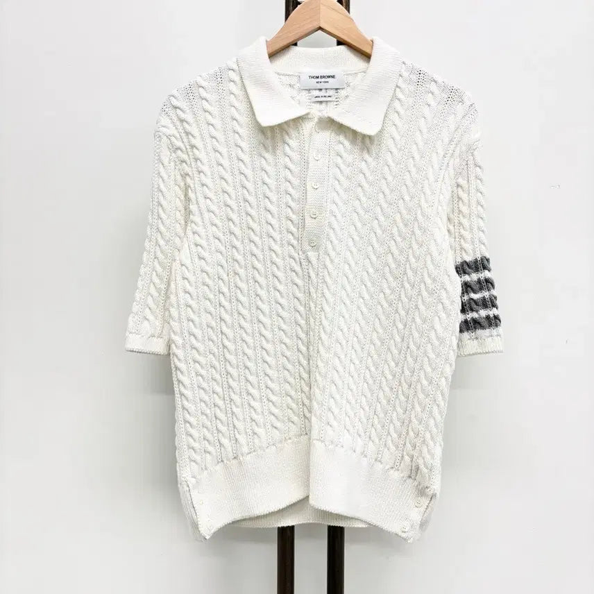[BUNJANG] Thom Browne Striped Armband Knit Polo Shirt / [4]톰브라운 사선완장 니트 카라티
