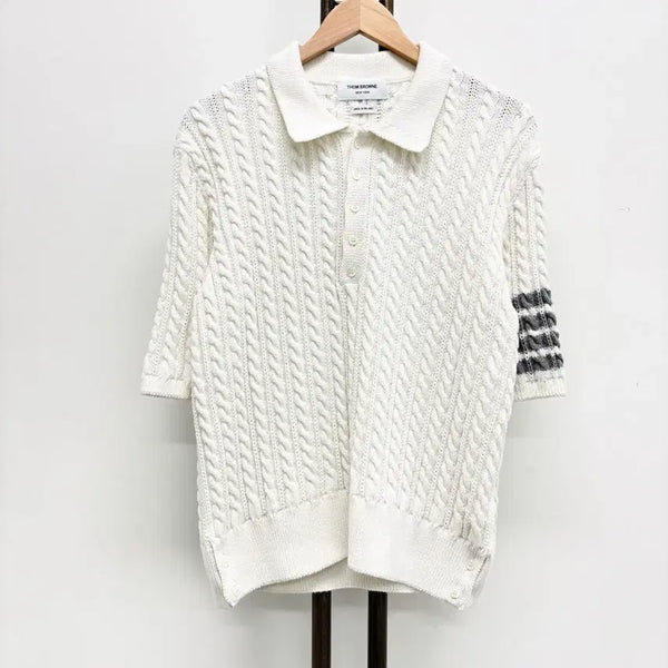[BUNJANG] Thom Browne Striped Armband Knit Polo Shirt / [4]톰브라운 사선완장 니트 카라티