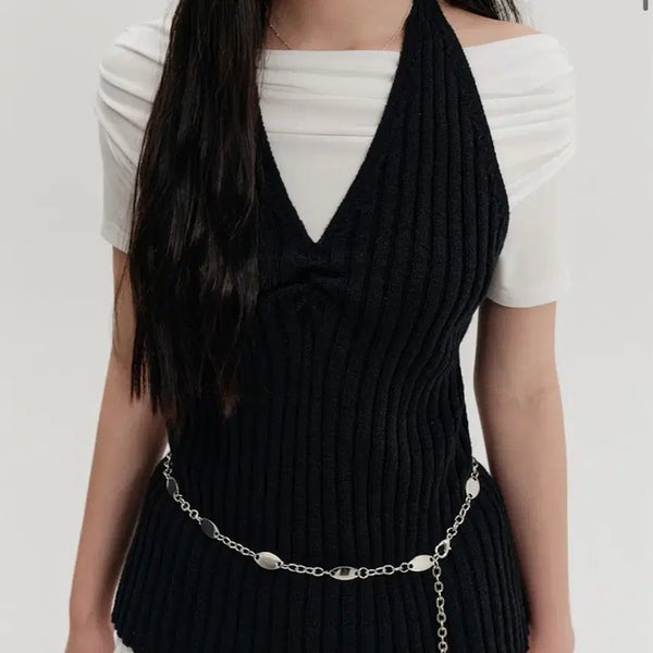 [BUNJANG] Lookcast Halterneck Knit Black / 룩캐스트 홀터넥 니트 블랙