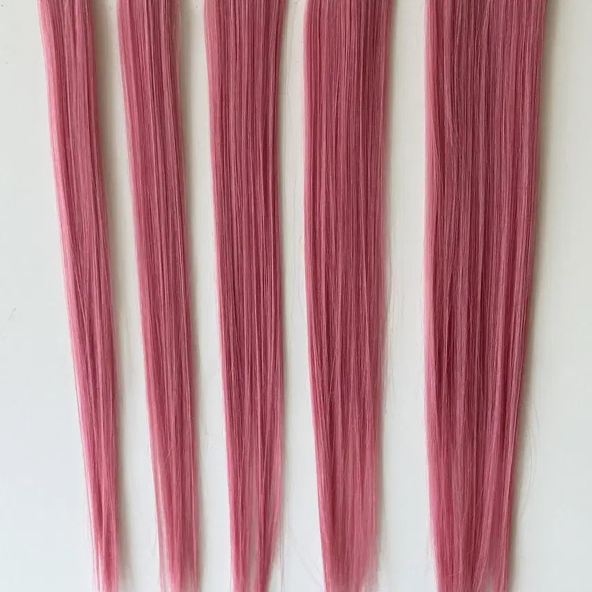 [BUNJANG] Straight Clip-In Hair Extensions Pink 51cm / 스트레이트 붙임머리 (5pcs)