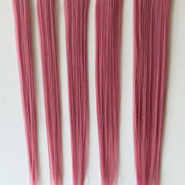 [BUNJANG] Straight Clip-In Hair Extensions Pink 51cm / 스트레이트 붙임머리 (5pcs)