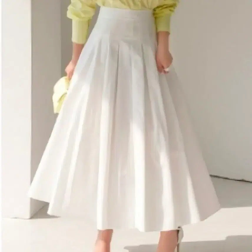 [BUNJANG] DINT Cotton Pleated Midi Skirt / DINT딘트텔프 코튼 플리츠 미디 스커트
