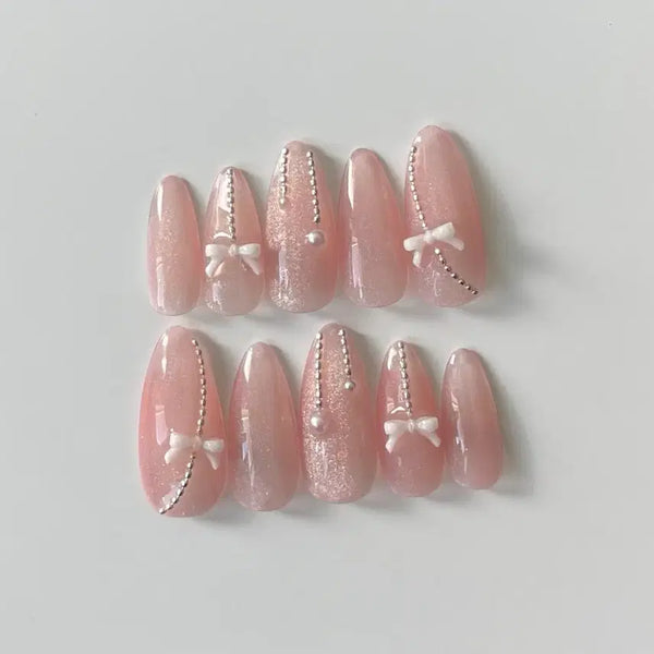 [BUNJANG] Magnetic Chain Nail Tips with Charms / 자석체인네일팁