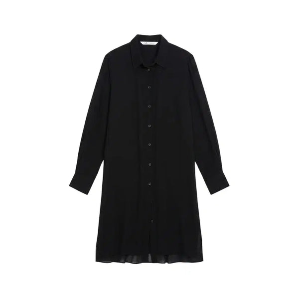 [BUNJANG] Zara Women's Simple Black Long-Sleeve Shirt Dress / 여성M / 자라 심플 블랙 긴팔 셔츠원피스BK 12-28