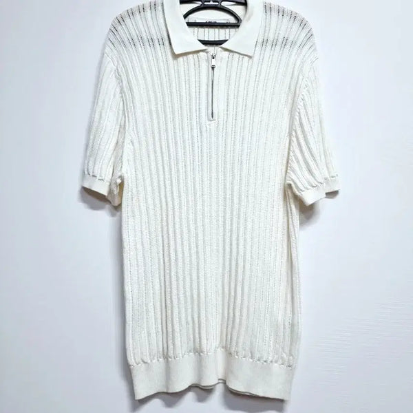 [BUNJANG] KIMUERE Short Sleeve Knit Zipper Polo Shirt / 키뮤어 반팔 니트 지퍼 카라티