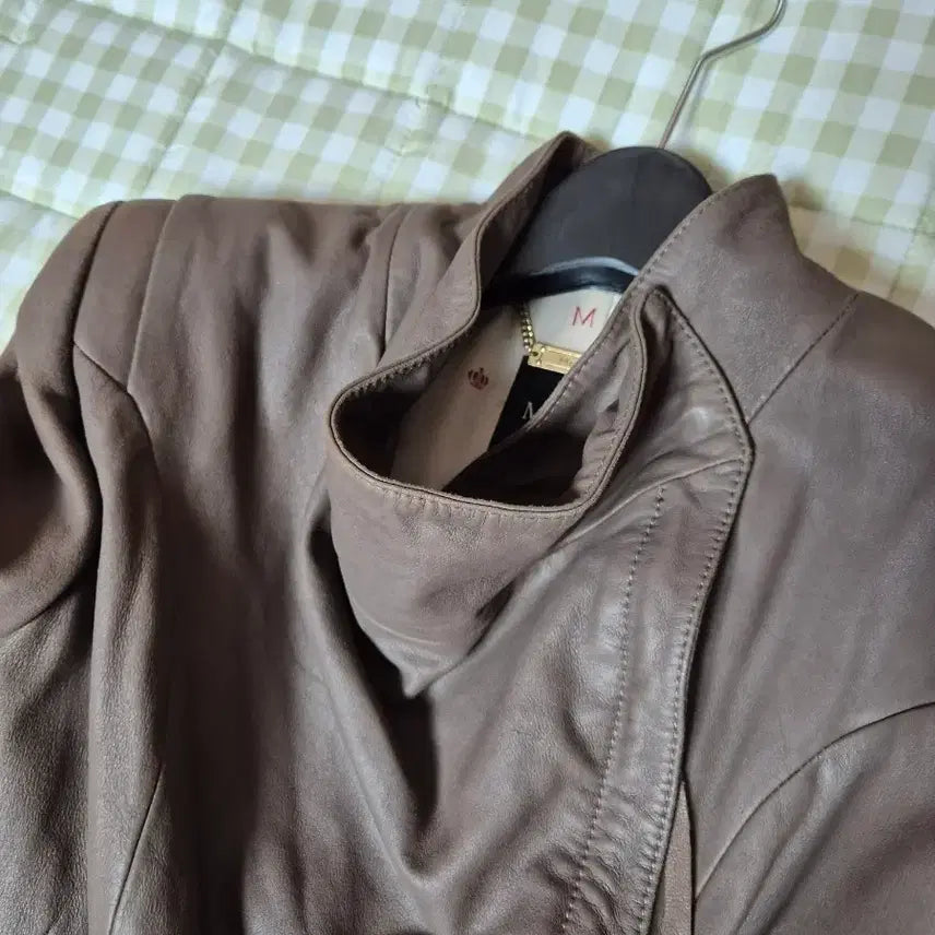 [BUNJANG] Leather Rider Jacket Brown Size 55 / 가죽 라이더 자켓 브라운55