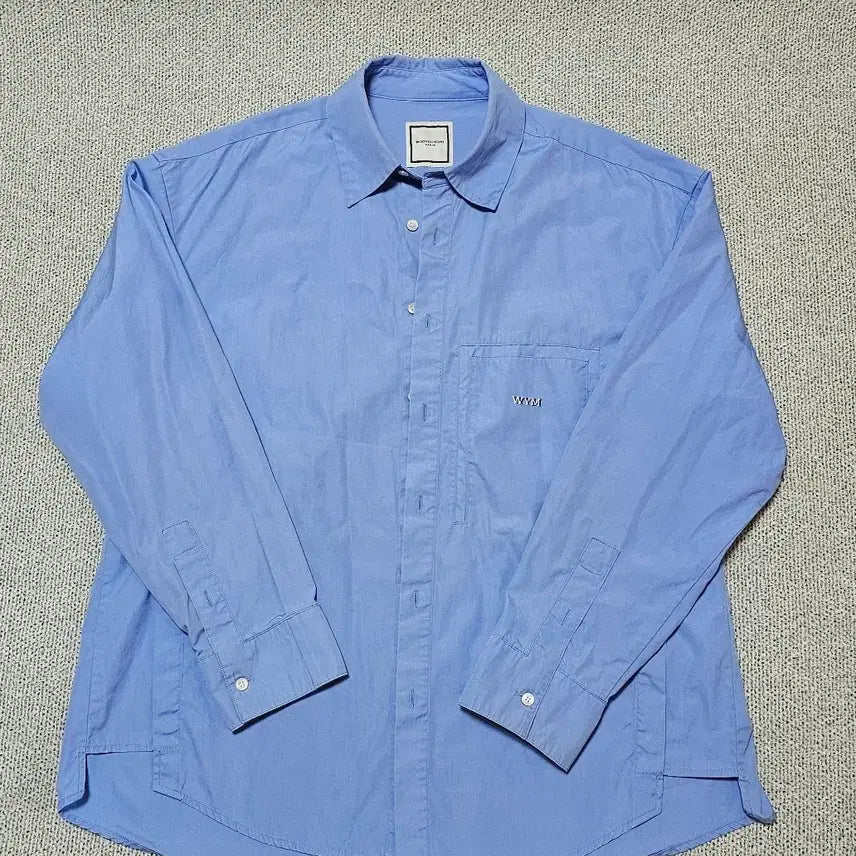 [BUNJANG] Wooyoungmi Sky Blue Shirt with Back Logo (Size 50) / [50 사이즈] 정품 우영미 백 로고 스카이블루 셔츠