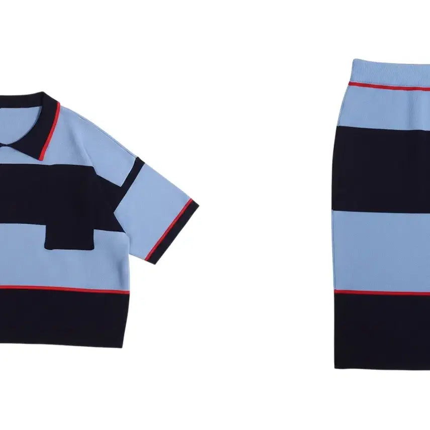 [BUNJANG] Women's Half-Sleeve Knit Banding Skirt Set / 여성F/ 반팔 니트 밴딩 스커트 셋업 세트 BL 쿨톤 36-150