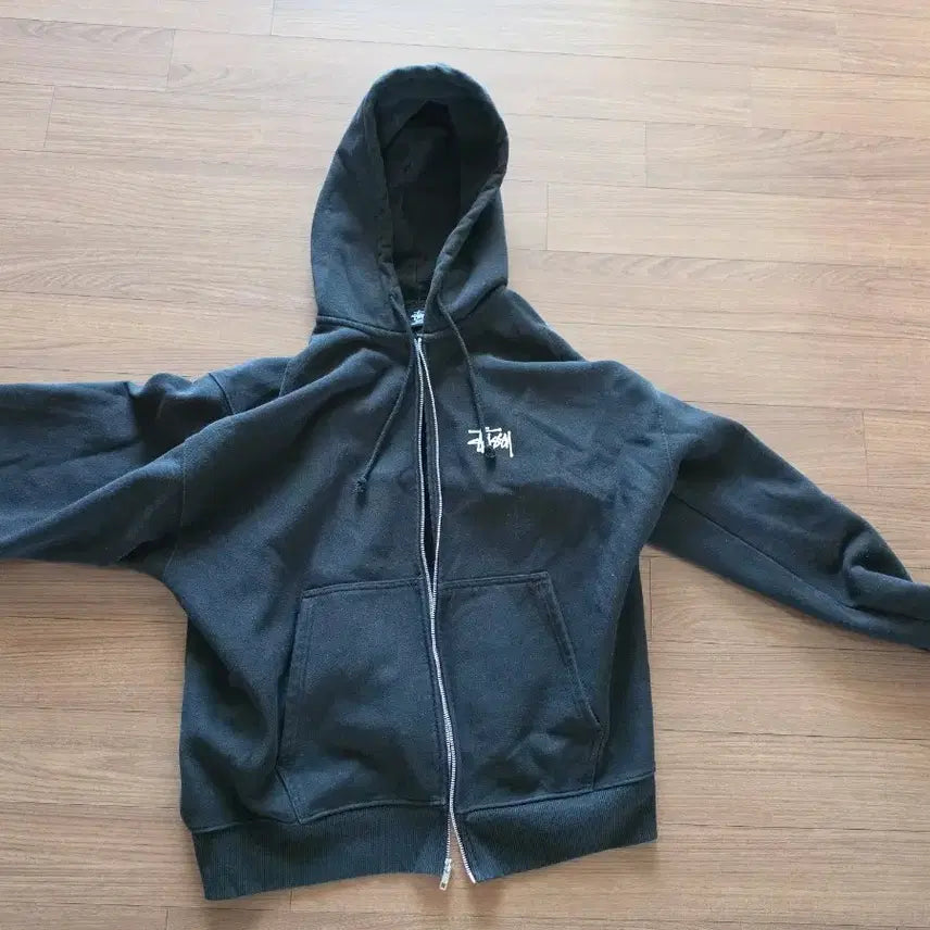 [BUNJANG] Stussy Basic Zip-Up Hoodie Black / 스투시 베이직 후드 집업 블랙 급처(상세내용 설명문참고)