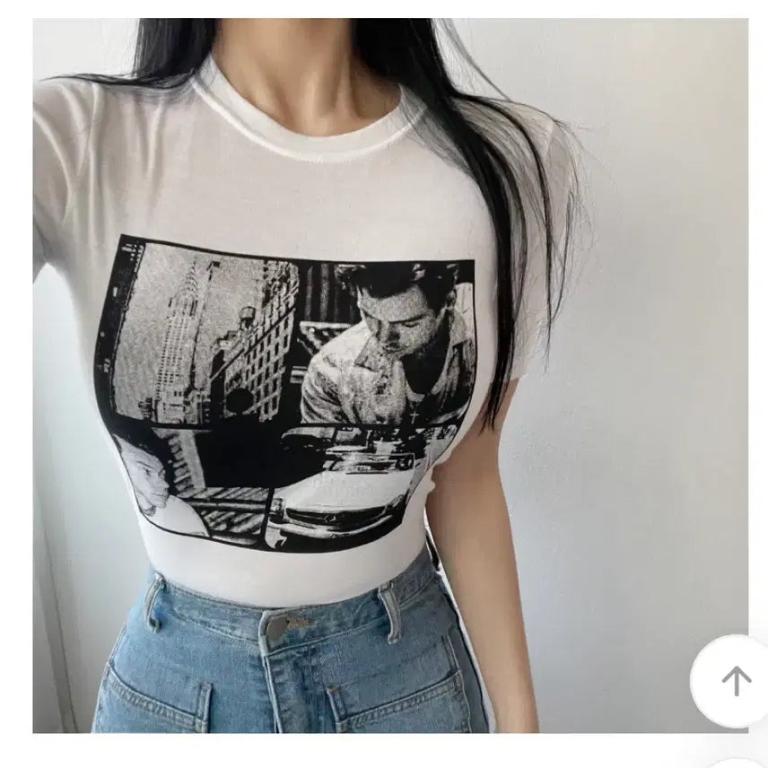 [BUNJANG] Vintage White Graphic T-Shirt / 프린팅 흰색 반팔 티셔츠 빈티지