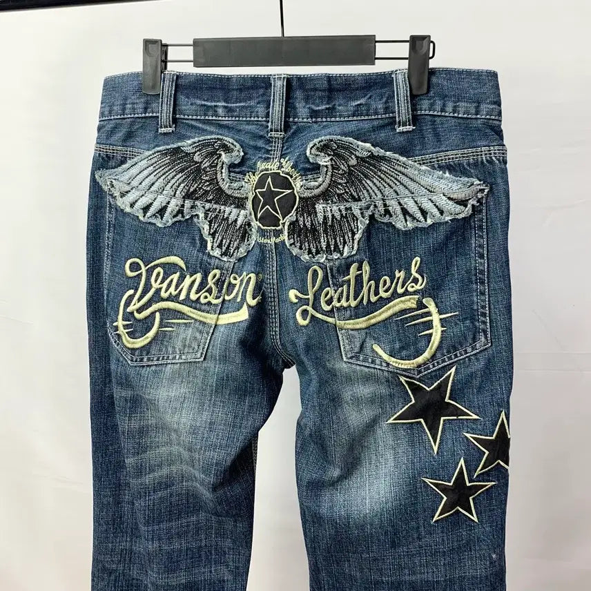 [BUNJANG] Vanson Leathers Flying Star Denim Pants Size 30 / 밴슨 레더 플라잉 스타 데님 팬츠