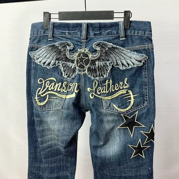 [BUNJANG] Vanson Leathers Flying Star Denim Pants Size 30 / 밴슨 레더 플라잉 스타 데님 팬츠
