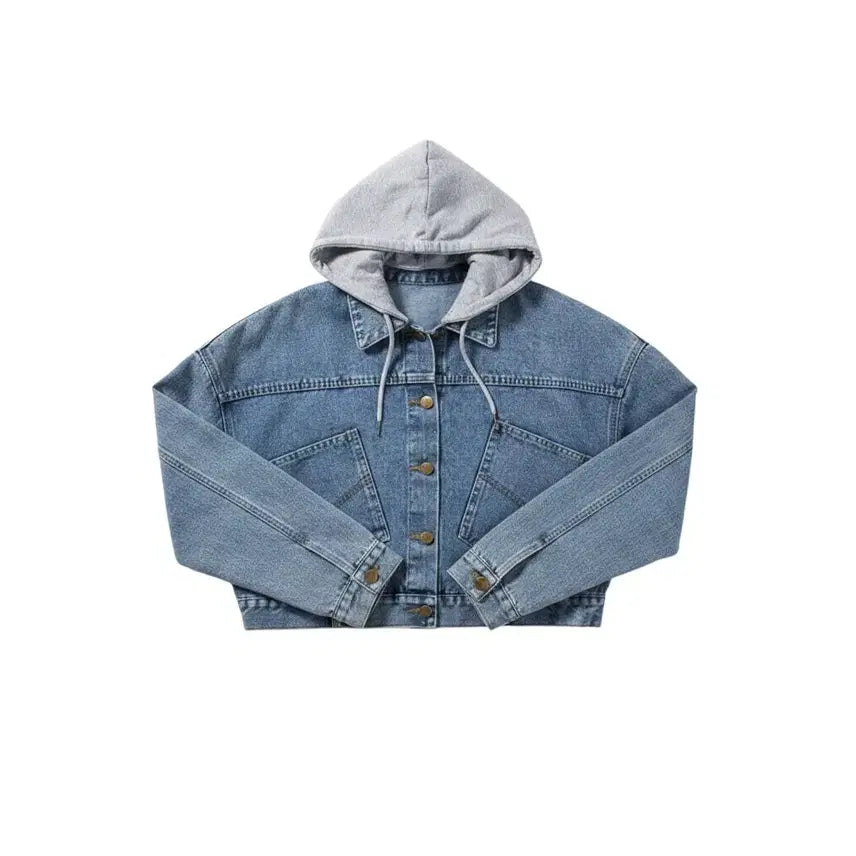 [BUNJANG] Women's Denim Hooded Jacket with Double Pockets / 여성F/ 양포켓 청 데님 후드 자켓 36-148