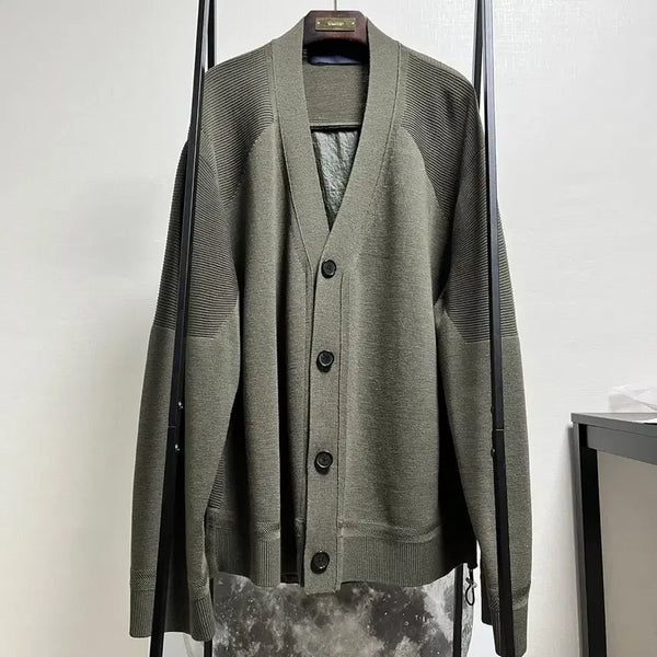 [BUNJANG] JUNJI Olive Green Khaki Nylon Cardigan / 정품 M) 준지 올리브 그린 카키 나일론 가디건