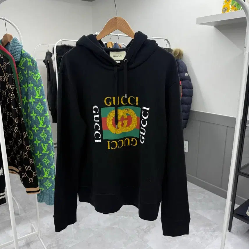 [BUNJANG] Gucci Vintage Square Logo Hoodie L / [당일발송/L] 구찌 빈티지 사각로고 후드티 L