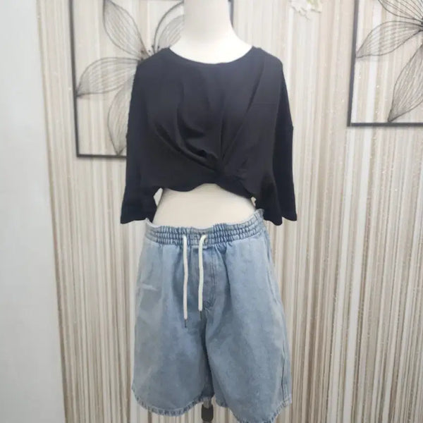 [BUNJANG] TOPTEN 30 Size Light Blue Denim Shorts with Elastic Waistband / 탑텐 30사이즈 연청 고무밴드 반바지