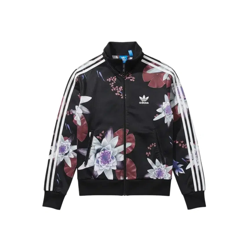 [BUNJANG] Adidas Lotus Print Track Top Jacket / 여성90/ 아디다스 로투스 프린트 트랙탑 자켓 점퍼 36-143