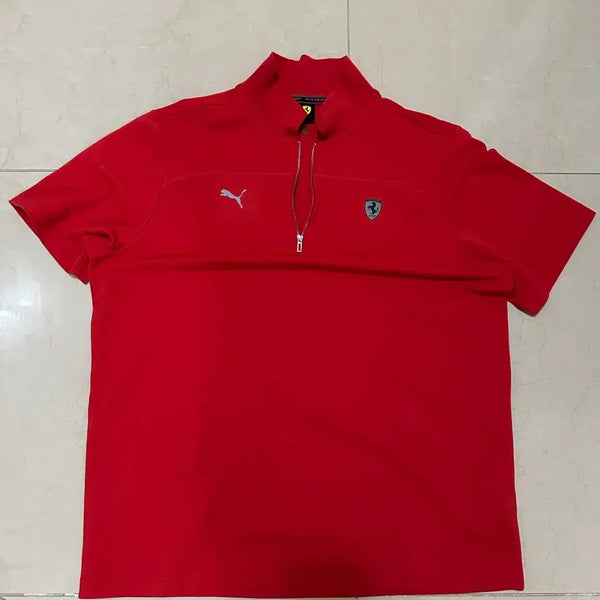 [BUNJANG] Ferrari Puma Colorblock Zip-Up Short Sleeve T-Shirt XL / 페라리 푸마/퓨마 집업 반팔 XL(110-115) 빅사이즈 티셔츠