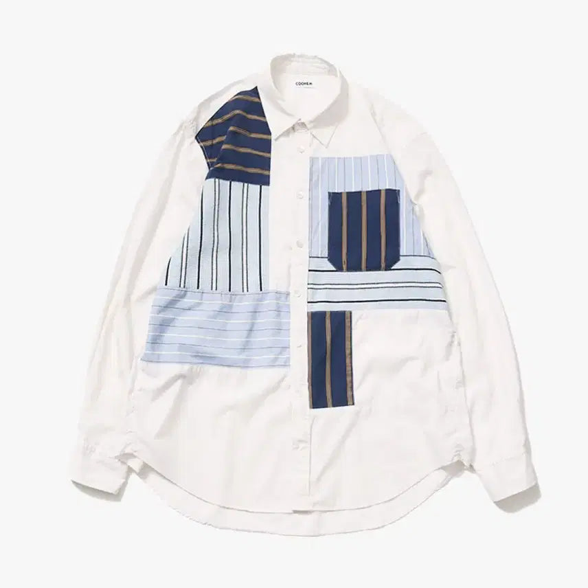 [BUNJANG] COOHEM Patchwork Shirt White / COOHEM 패치워크 셔츠