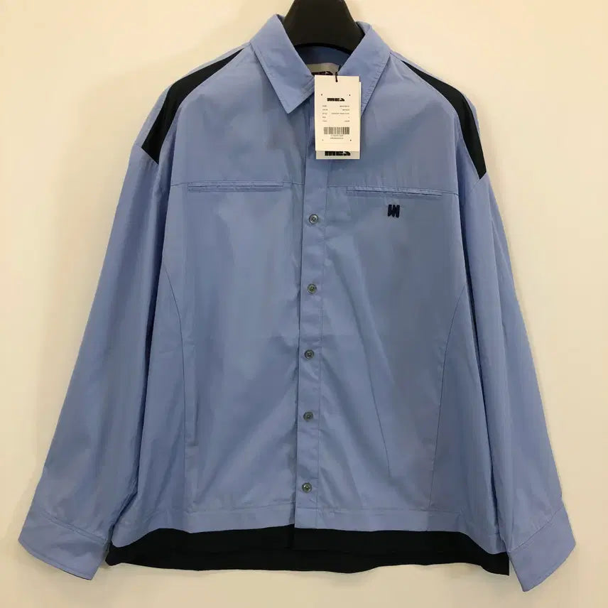 [BUNJANG] MEA Contrast Overshirt Sky Blue Polyester Cotton Blend New Arrival / MEA 메아 (새상품) 콘트라스트 오버셔츠 2 택가 129,000