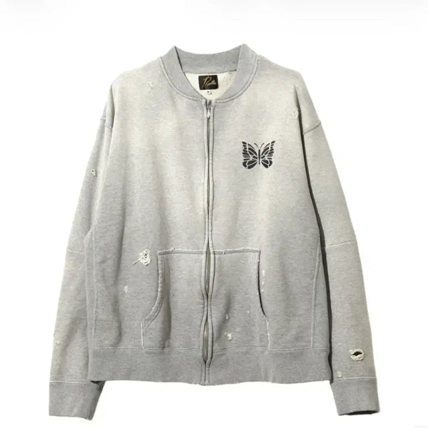 [BUNJANG] Needles Deconstructed Zipper Sweatshirt Grey Zip-Up XL / (XL) 니들스 디컨스트럭티드 지퍼 스웨트 그레이 집업