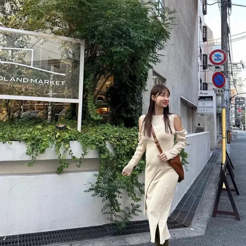 [BUNJANG] Kang Sisters Asymmetric Two-Way Knit Setup Set Beige / 강자매 언발란스 투웨이 니트 셋업 베이지