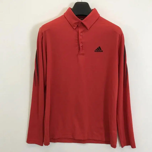 [BUNJANG] Adidas Golf Red Polyester Long Sleeve Polo Shirt L / 아디다스 골프 PK 카라티 [L사이즈]