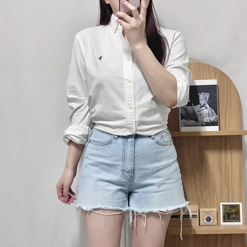 [BUNJANG] Polo Ralph Lauren White/Multi Pony Solid Shirt Size 8 / 폴로 화이트 / 멀티포니 솔리드 셔츠 [ 8 ]
