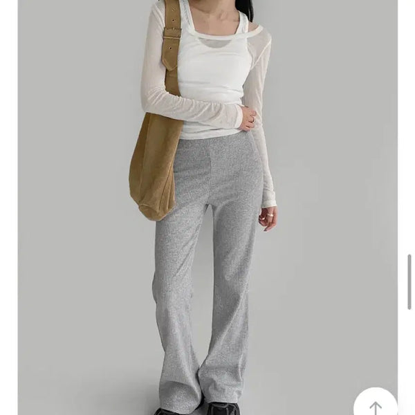 [BUNJANG] Wonlog Daily Jelly Bootcut Pants (Grey, Long) / 원로그 데일리 젤리 부츠컷 팬츠(사이즈업/롱/그레이)