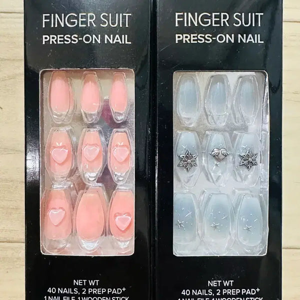 [BUNJANG] Fingersuit Press-On Nails 2-Type Set / (새것)핑거수트 프레스온 네일 2종