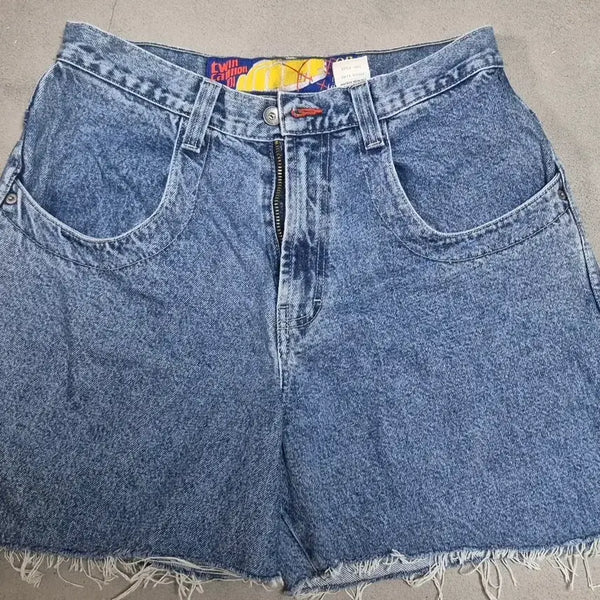 [BUNJANG] Twin Cartoon Denim Cut-Off Shorts (Size 32) / 트윈 카툰 데님 컷오프 반바지