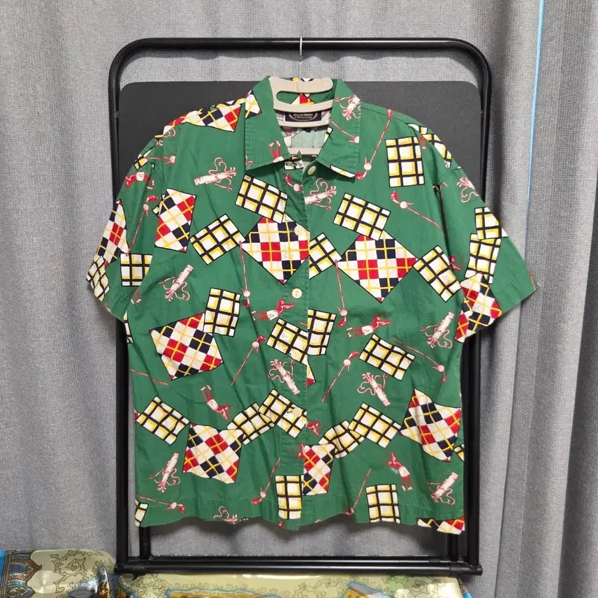 [BUNJANG] 90s British Khaki Vintage Short Sleeve Shirt L (100) / 90s British Khaki 빈티지 반팔 셔츠 L(100)
