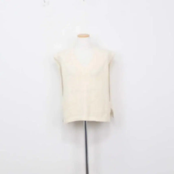 [BUNJANG] VISIT Women's V-Neck Knit Vest Beige / [정품]비지트 여성 브이넥 니트 조끼 최신상 F 정인샵