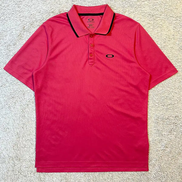 [BUNJANG] Oakley Small Logo Performance Short Sleeve Polo Shirt Deep Pink (M) / [M] 오클리 OAKLEY 스몰로고 기능성 반팔 카라티 딥핑크